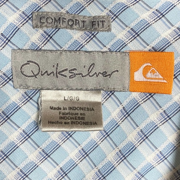 Quiksilver Comfort Fit Checkered Button Down Shirt Tan White Size Large - Picture 6 of 6